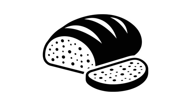 Vector illustration of loaf of bread with a slice icon on a transparent background