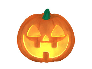 ハロウィンかぼちゃのかわいいイラストレーション　暗く光るランタン © 亜弥 日下