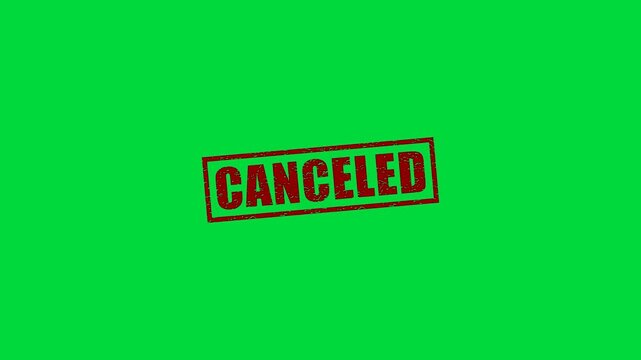 Canceled Free Word Text Rubber Stamp Grunge Effect 4k Animation on Green Screen