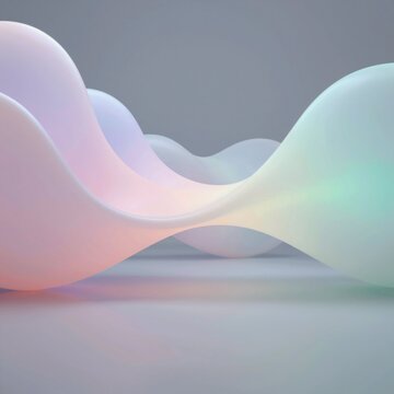 abstract digital art piece wave like shape wave three colors pink white light blue pink color side white color middle light blue color bottom waves curved wavy creating sense movement depth