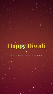 Happy Diwali Festival of Lights Text on Starry Burgundy