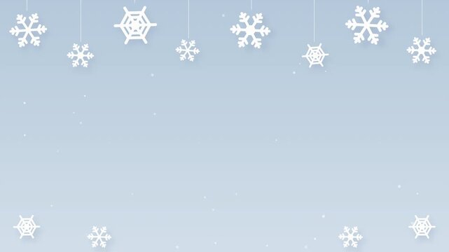 Paper Snowflakes Christmas Title Background on Light Blue