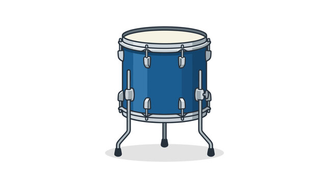 Blue tom drum musical instrument isolated on white background.