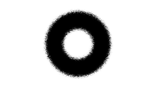 Abstract black circle ring with rough edges isolated on white background