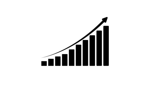 Business growth bar chart icon with upward arrow