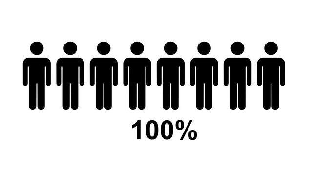 Group of people icon representing 100 percent