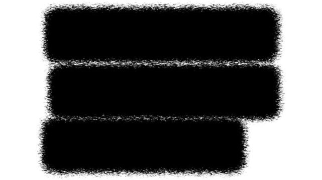 Abstract black brush strokes with rough edges isolated on white background
