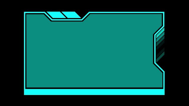 Futuristic cyan digital frame with tech geometric border design