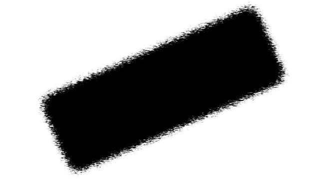 Black rectangular shape with a rough, distressed, spray paint texture