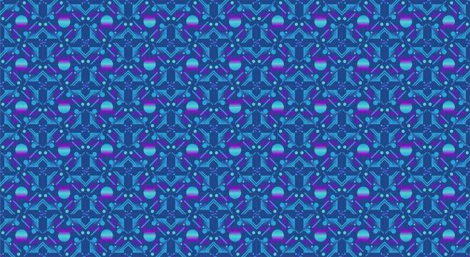 A decorative seamless repeating pattern featuring symmetrical floral and geometric motifs