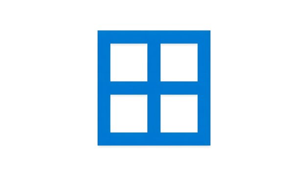 Blue Grid Icon With Four White Square Cutouts On White Background Minimal Symbol