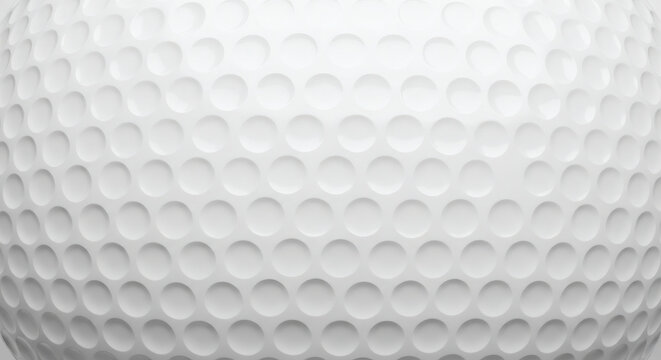Golf ball surface texture macro photography featuring white round dimples in a repeating pattern with soft shadows and bright lighting