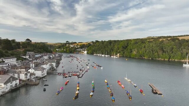 Fowey from a drone, River Fowey, Cornwall, England, United Kingdom
