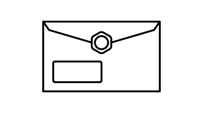 Envelope icon with wax seal and address window line art
