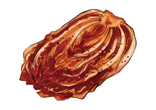 Appetizing Spicy Kimchi Illustration with Glossy and Juicy Texture／シズル感のあるキムチのイラスト