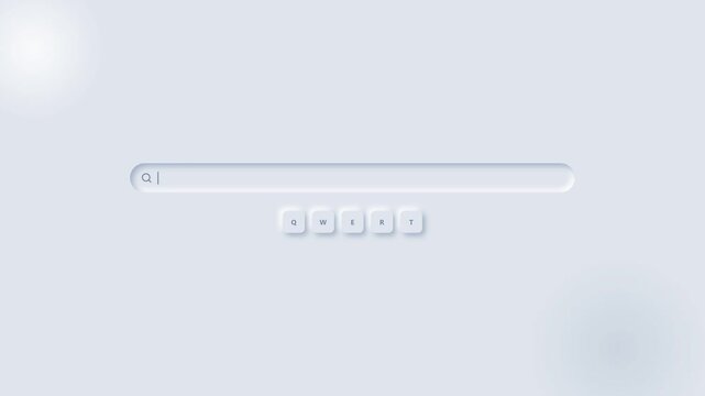 Neomorphic search bar interface with input field on clean modern background