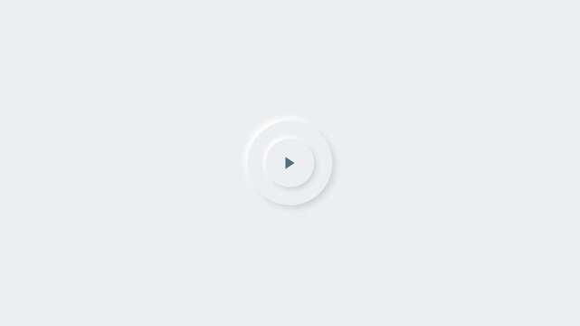 Play button interface transitioning to pause symbol in modern neumorphic user experience design