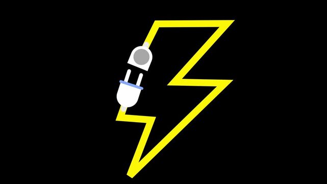 Animated plug forming a lightning bolt on black background, great for power, energy, or fast charging concepts.