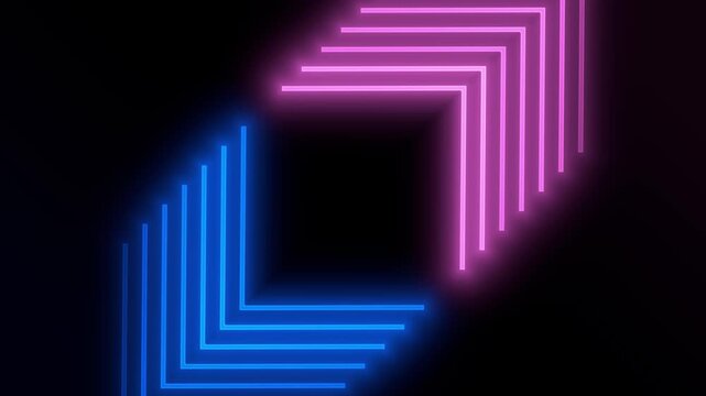 Neon light frame blue and red arrows cyber animated background