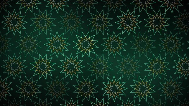 Emerald Islamic Khatam Twelve-Point Star Pattern Seamless Loop 4K