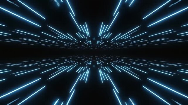 Blue glowing speed lines converging into a dark central tunnel