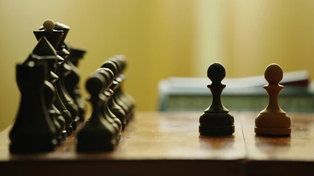 Close Up of a Hand Moving Black Pawn and Pressing Chess Clock 