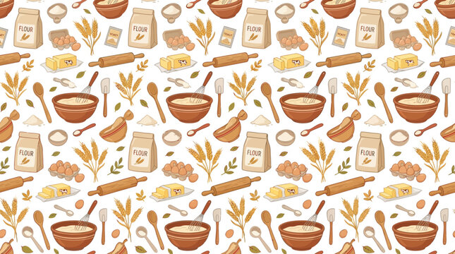 Baking Ingredients Pattern Isolated
