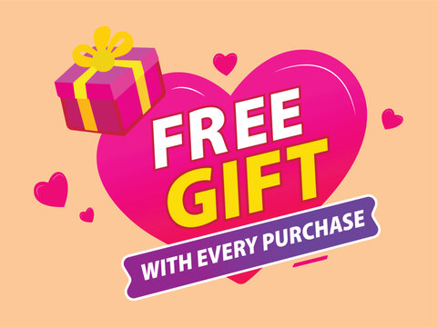 Free gift promotion heart shape Badge icon logo vector illustration