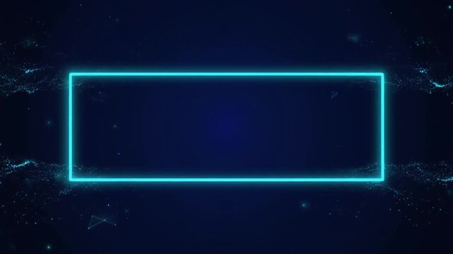 Premium corporate technology background in dark navy with thin luminous cyan rectangular frame