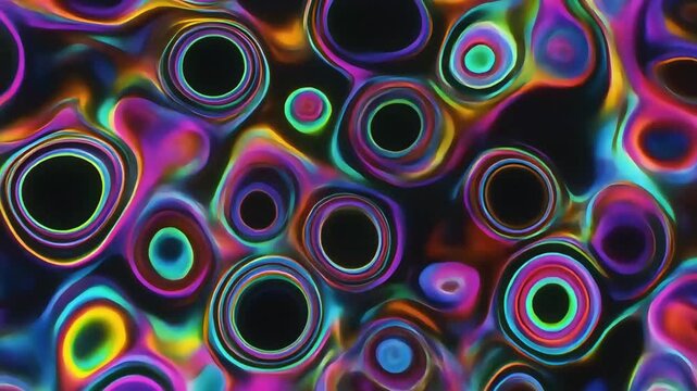 Iridescent liquid cell pattern with colorful metallic reflections