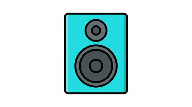 Turquoise speaker icon in flat vector style isolated on white