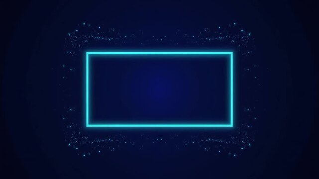 Premium corporate technology background in dark navy blue with thin luminous cyan title frame