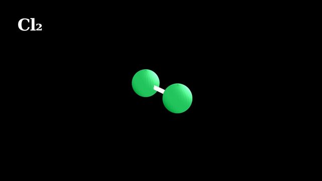 Chlorine Cl2 Molecule 3D Molecular Animation