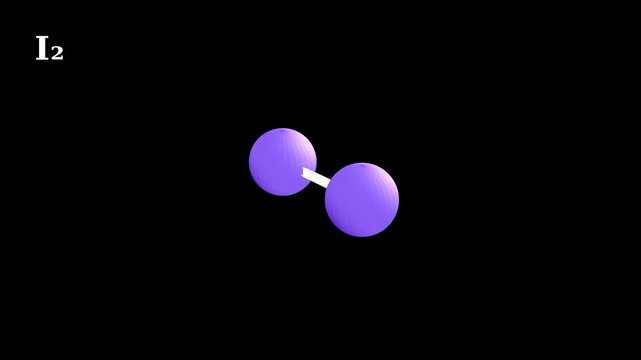 Iodine I2 Molecule 3D Molecular Animation