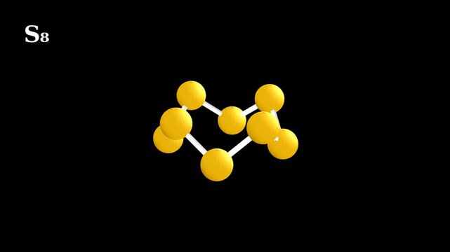 Sulfur S8 Molecule 3D Molecular Animation
