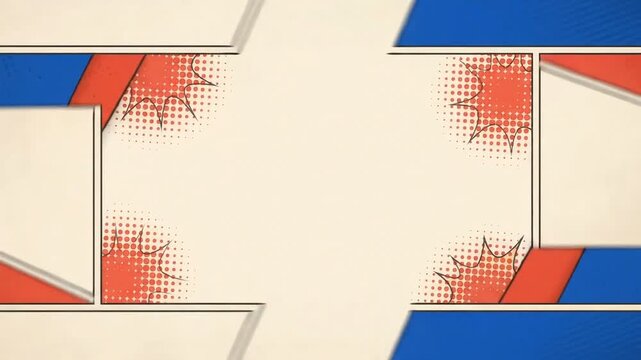 Retro Comic Book Style Animated Background with Pop Art Frames and Halftone Patterns.