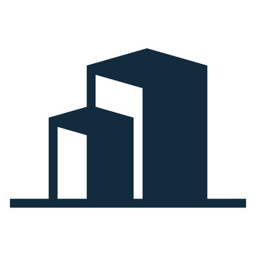 3d render of a modern building icon on a white background