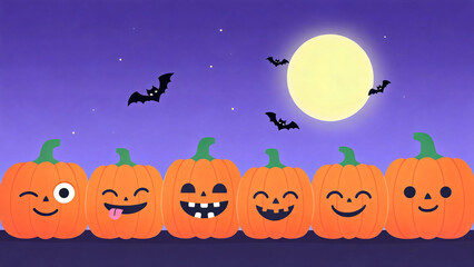 Fototapeta premium Orange Pumpkins Party Under Stars