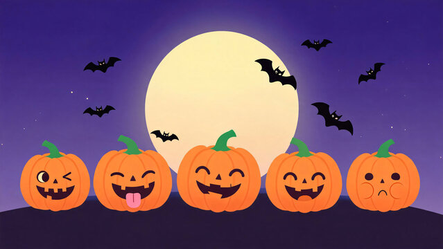 Shy Pumpkin In Front Of Moon