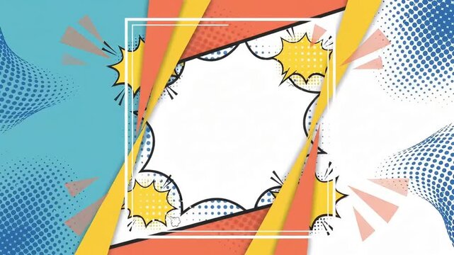 Retro Comic Book Transition Motion Graphics Background. Pop Art Cartoon Versus Screen with Speech Bubbles, Halftone Patterns and Speed Lines.