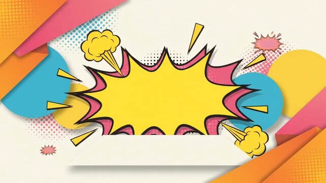 Retro Comic Book Pop Art Background Motion Graphic with Halftone Dots and Speech Bubbles.