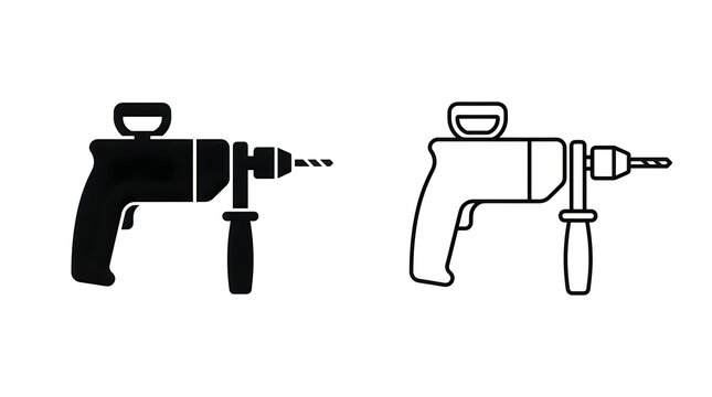Two electric drills facing opposite directions