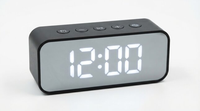 Digital alarm clock with led display showing twelve o clock