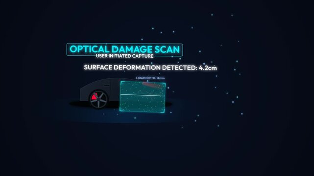 Conceptual animation of an insurtech ecosystem showcasing automated vehicle damage scanning, AI claim processing, smart contract execution, and secure metadata extraction for digital insurance