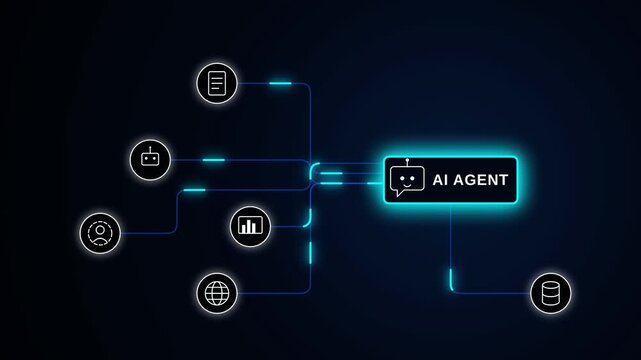 Artificial Intelligence AI Agent Network Communication Technology Concept.