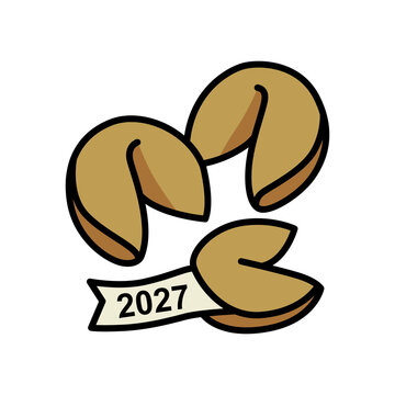 New Year 2027 Fortune Cookies Vector Illustration