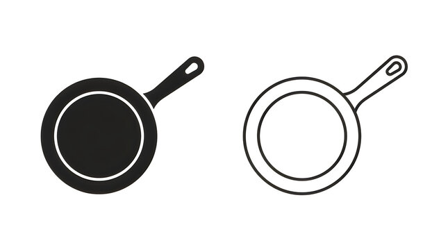 Two frying pans with black and white handles illustration