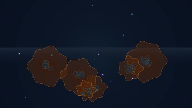 Abstract animation showing the concept of gentrification as glowing crystalline structures growing from subterranean roots and displacing the earth in a dark sci-fi environment