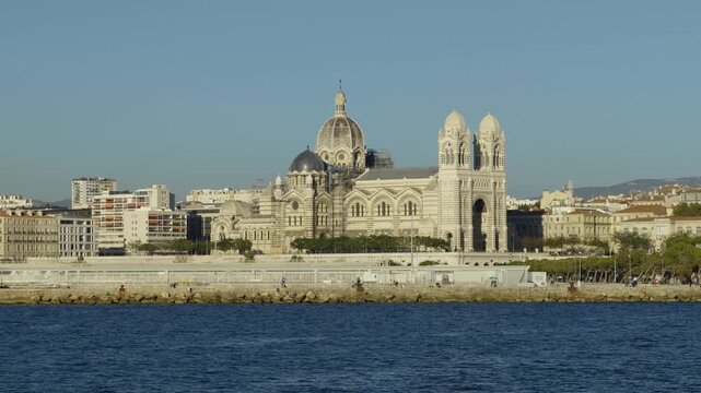 Panoramic view of the Cathedrale de la Major, a historic landmark in Marseille, France