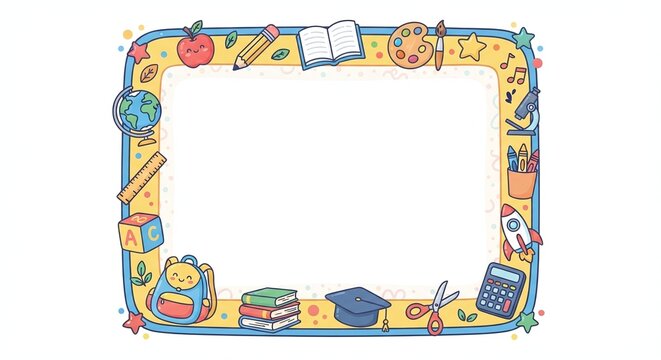 isolated white background, creative border frame design empty space for your work, framework, text frame, picture frame, illustration postcard, cartoon cozy concept art